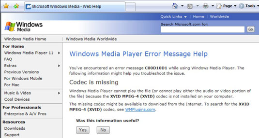 video codec for windows media player